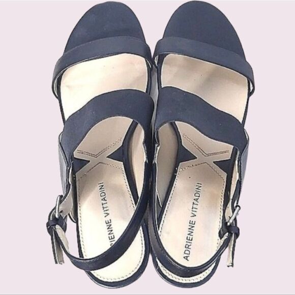 Adrienne Vittadini Strappy Black Leather Sandals size 9.5 - Picture 4 of 12